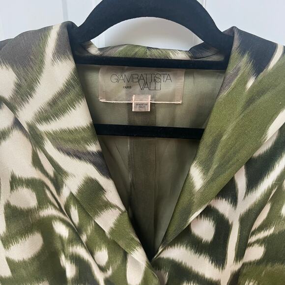 Giambattista Valli Green print short sleeve jacket blouse with button 44/M Italy - Picture 2 of 16
